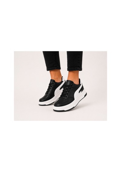 Yalçın Erkek Siyah Beyaz Sneaker Kalın Taban Ortopedik Günlük Spor Ayakkabı Siyah - 880226965 Siyah