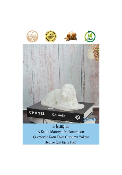 Dekoratif Biblo Yeleli Aslan Heykel El Yapımı Hediyelik Süs Eşyası Model Aslan3 - Beyaz