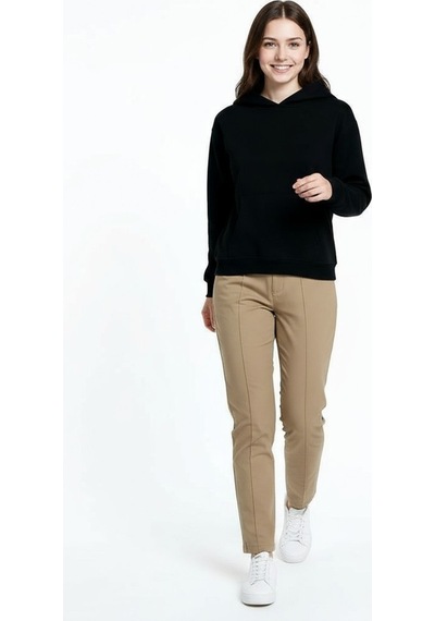 Oversize Kanguru Cepli Kapüşonlu Sweatshirt Siyah