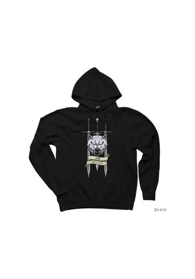 Game Of Thrones Wolf And Sword Siyah Kapşonlu Sweatshirt Hoodie