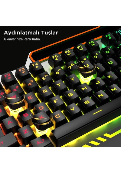 Lecoo KB123 USB Kablolu Rainbow Efektli Gaming Türkçe Q Klavye