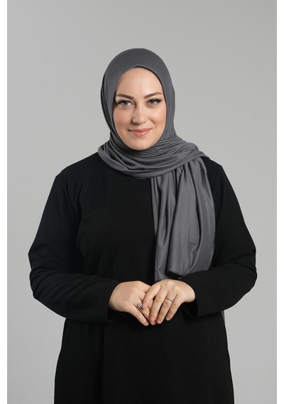 Hürrem Bone Antrasit Pratik Hazır Geçmeli Şal Viskon Önü Süngerli Penye Şal 2202 25 Antrasit
