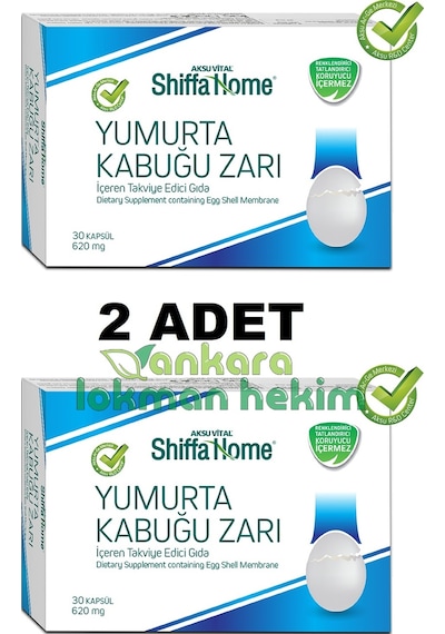 2 Adet - Shiffa Home Yumurta Kabuğu Zarı 30 Kapsül 620 MG