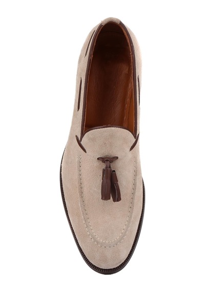 Shoetyle - Bej Süet Deri Püsküllü Erkek Klasik Ayakkabı 250-7951-842-bej