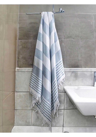 Pure Linen 90x170 Cm Doğal Pamuk Peştamal Havlu Mavi Çok Renkli
