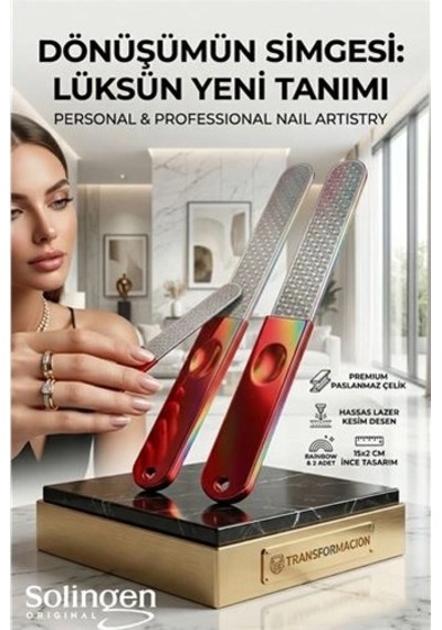 2'li Lazer Kesim Çelik Törpü - Ömürlük Manikür Sanatı Soligen Professional 723060