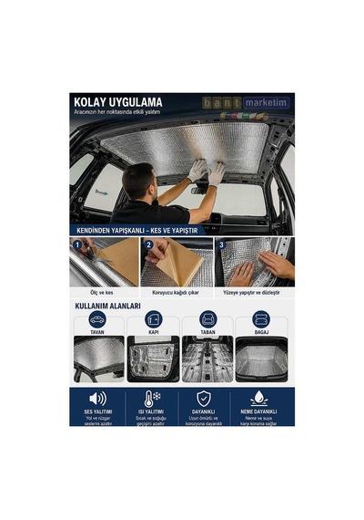 Alüminyum Folyolu Kendinden Yapışkanlı 6mm 100x100 Oto Ses Ve Isı Yalıtım Malzemesi Bant Marketim