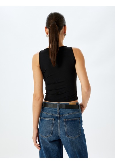 Koton Slim Fit Kayık Yaka Kolsuz Tişört Siyah 5sak10001ek Siyah