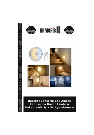 Hareket Sensörlü Çok Amaçlı Led Lamba Duvar Lambası Dokunmatik Işık Ev Aydınlatması Beyaz