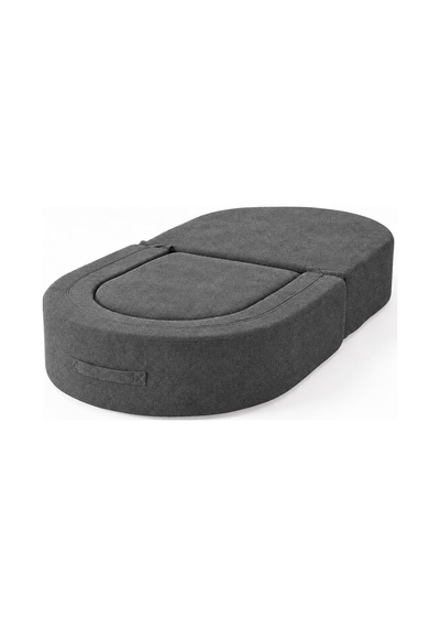 Homedius Sofa Bed Katlanır Yatak Olabilen Berjer Koltuk Puf Seti Antrasit