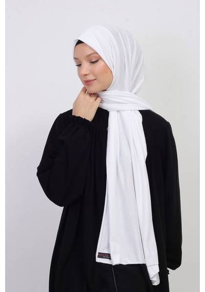 Manolyaşal İslamic Hijab Tesettür Penye Şal - 70 X 180 / Beyaz Beyaz