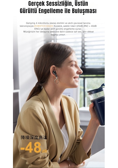 Zcwatch E0225 Anc/enc Aktif Gürültü Engelleme Bluetooht Kulaklık