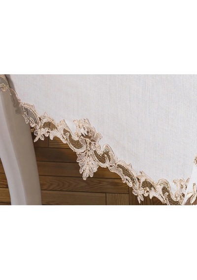 Henna Güpürlü Keten Krem Sofra Takımı 8 Kişilik 160x230 Cm 17prç - 1220 Çok Renkli