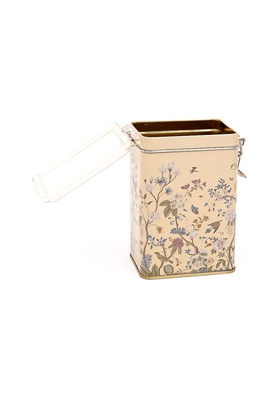 Botanica Yellow Desenli Kilitli Kapaklı Dikdörtgen Metal Saklama Kabı 7.5 x 10 x 15 CM 1 L Çok Renkli
