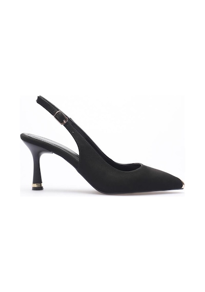 Alewomen Siyah Süet Sivri Burun Arka Açık 9 Cm Topuklu Arew Gold Burunluk Detaylı Stiletto Kadın Ayakkabı Siyah Alewomen Siyah Süet Sivri Burun Arka Açık 9 Cm Topuklu Arew Gold Burunluk Detaylı Stiletto Kadın Ayakkabı Siyah