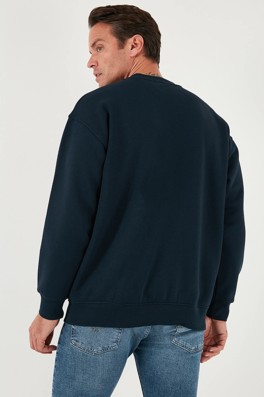 Buratti Regular Fit Bisiklet Yaka Şardonlu 2'Li Paket Erkek Sweat 5905255S2 Açık Gri-Koyu Lacivert