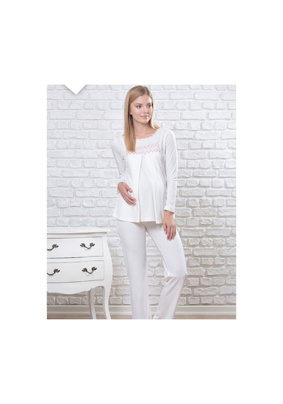 Pelin Tuba 1255 Hamile Lohusa Pijama Takımı Ekru
