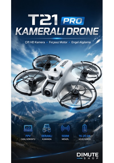 T21 Pro Kameralı Drone Çift Hd Kamera Fpv Fırçasız Motor Engel Algılamalı