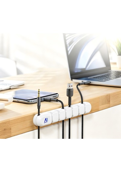 Apollobell Acp05-020 Ab 7 Yuvalı Bilgisayar Kablo Klipsi Ve Silikon Kablo Tutucu Düzenleyici.