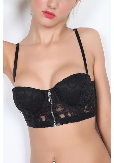 Doremi Miorre Push-up Dolgulu Dantelli Çapraz Askılı Fermuarlı Büstiyer 001