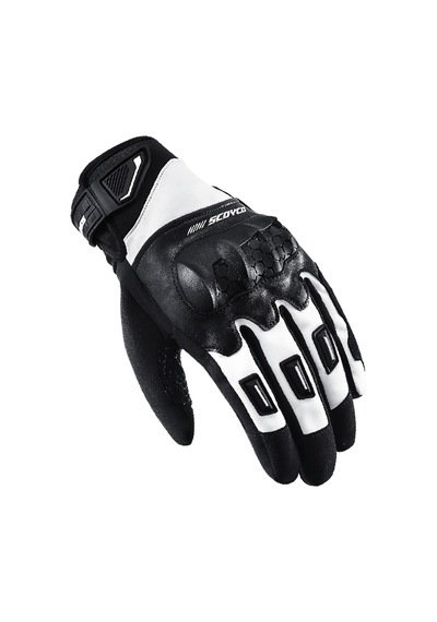 Ebakbak Motosiklet Kışlık Eldiven Waterproof Oxford Ve Deri Kumaş Premium Motor Korumalı Eldiveni White Beyaz