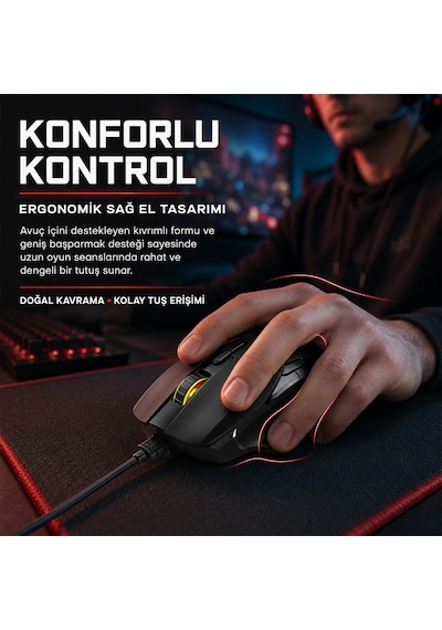 Aula F815 Rainbow 7 Tuşlu Makro Optik Oyuncu Mouse