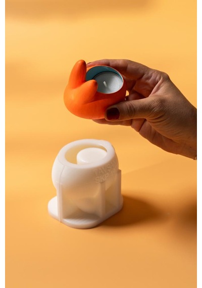 Rufus Concept Tavşan Tealight Silikon Mumluk Kalıbı Beyaz