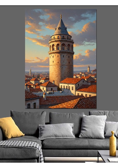 Ahşap Tablo Galata Kulesi Ve İstanbul Şehri