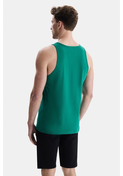 Ucla Pebble Yeşil Sıfır Kol Baskılı Oversize Erkek Tshirt Yeşil