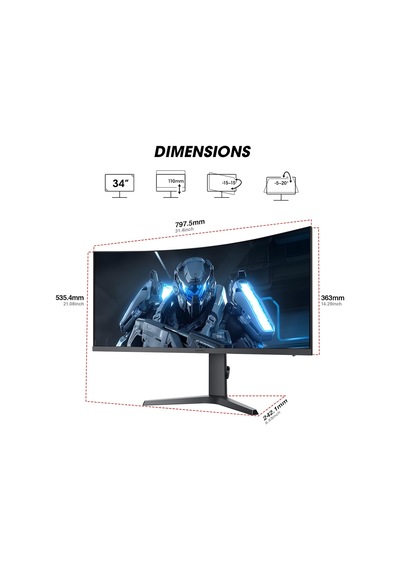 Kooruı Monitör 34e6uc 34 İnç, 165hz/, Uwqhd, 3440 1440, 1ms, Adaptive Sync, Monitörler, Gamin