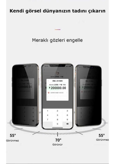 Apple Uyumlu iPhone 14 Pro Zore Kor Privacy Cam Ekran Koruyucu