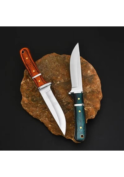 Valkyrie 3cr14mov Paslanmaz Çelik Av Bıçağı Ahşap Saplı, Kılıflı Kamp Ve Outdoor Bıçağı Yeşil Yeşil