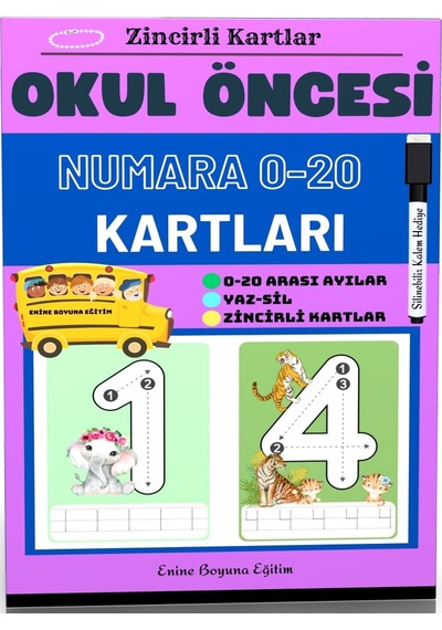 Sayılar-numaralar Çalışma Kartları Laminasyonlu