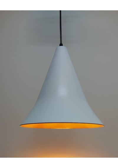 Mylights Retro Rustik Metal Sarkıt Beyaz Içi Altın Sarkıt Avize