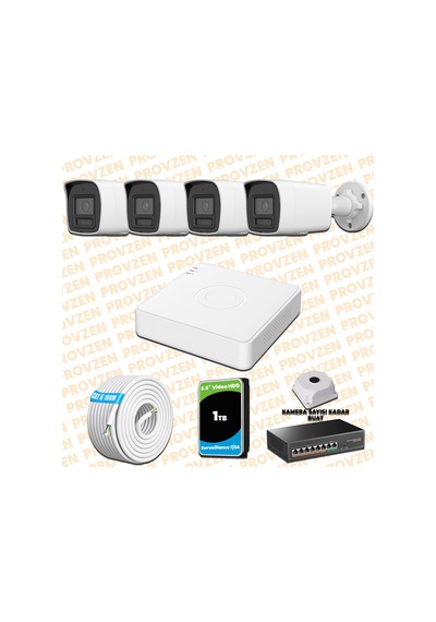 Provzen Hikvision 4 Kameralı 4mp Ip Hibrit Colorvu Güvenlik Kamerası Mikrofonlu Olay Anında Bildirim