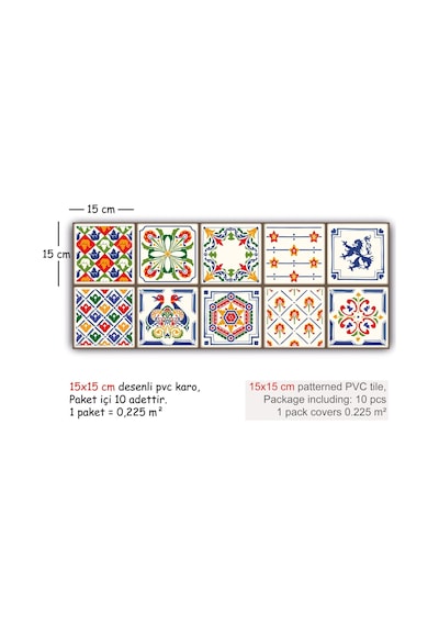 Tink Kendinden Yapışkanlı Oyun Desenli Pvc Karo Kaplama 15x15 Cm 10'lu Paket
