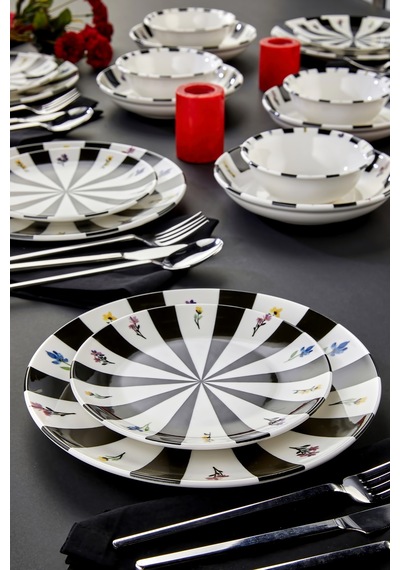 Cooker Noirelle 24 Parça Porselen Yemek Takımı Ckr4277 Siyah