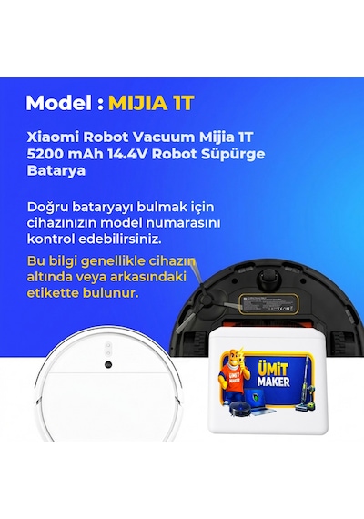 Xiaomi Robot Vacuum Mijia 1t 5200 Mah 14.4v Robot Süpürge Batarya