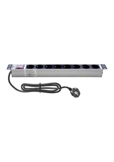 19" 1U 8'Li Schuko Anahtarlı Alüminyum Rack Kabin PDU(10 ADET)