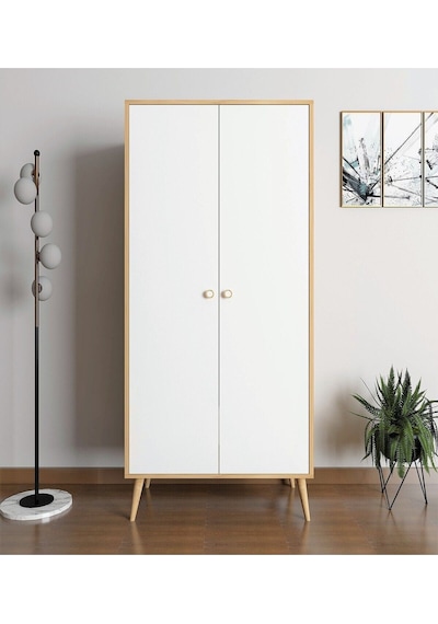Floradesign Milano Gardırop /elbise Dolabı Iki Kapaklı Dolap Beyaz/meşe