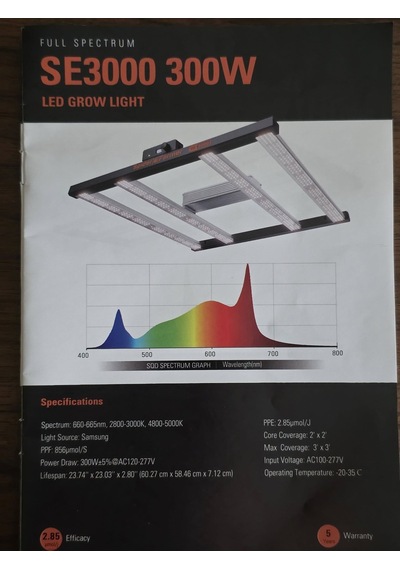Spider Farmer Se3000 Led Bitki Yetiştirme Lambası 300w