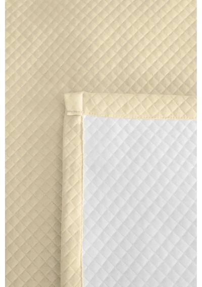 Düz Krem Renk Genç Odası Tek Kişilik Dekoratif Pike Takımı-kapitone Sade Bej 160x220 Cm Yatak Örtüsü Perde Avlu Uyumu