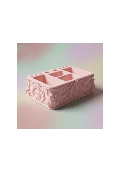 Barok Dönem El İşçiliği Görünümlü 3d Baskı Mat Pembe Makyaj Düzenleyici Pembe
