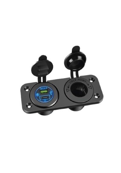 Sealux Marine Şarj,usb Soketi 12v + Type-c Siyah