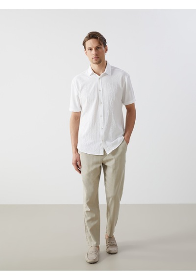Lcw Vision Beyaz Regular Fit Kısa Kollu Erkek Basic Gömlek