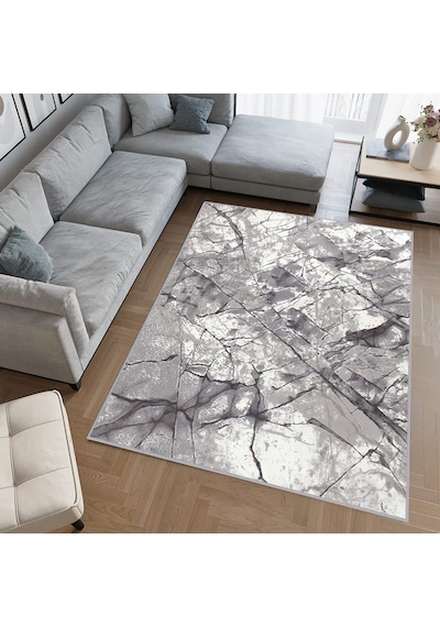 Rovigo Home Dijital Baskı Yıkanabilir Kaymaz Taban Salon Halısı Rvg0516 Gri