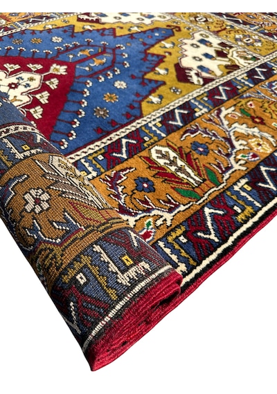 El Dokuma Sıfır Büyük Yahyalı Halısı 130x240 Lacivert Krem Halı Lacivert