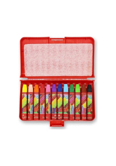 Faber-castell Altıgen Pastel Boya, 12 Renk, Plastik Kutu, Yumuşak Ve Canlı Renkler, Rahat Kullanım, Etkili Uygulama Genel