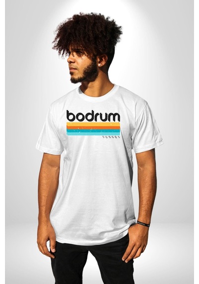 Bodrum Türkiye Unisex Unisex Beyaz Organik Baskılı T-shirt Penye Yüksek Kalite Beyaz