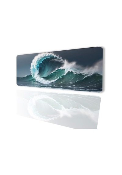 Sonictouch Dalgaların İhtişamı Ay Yıldızlı Kaymaz Gaming Oyuncu Masaüstü Dikişsiz Klavye Mouse Pad 32x70cm